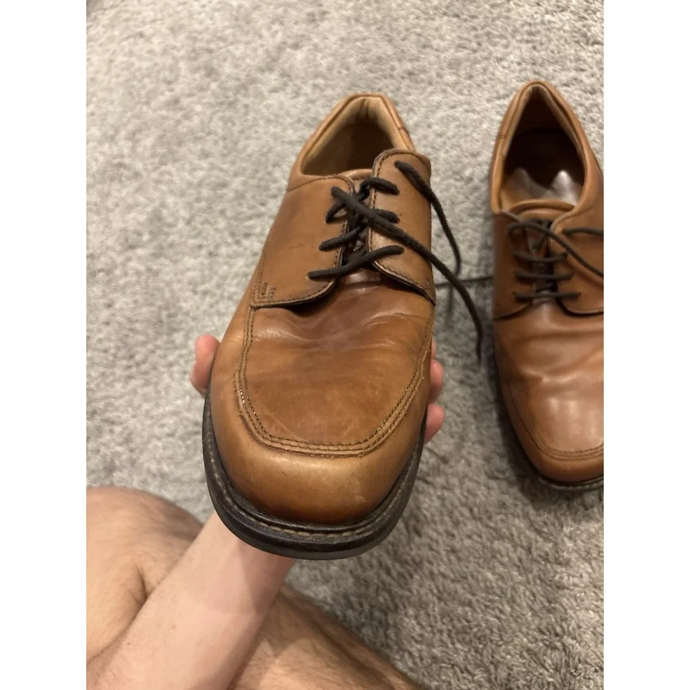 Ecco Holton Mens Size EU 45 US 11 Brown Leather Slip On Apron Toe Loafers Shoes